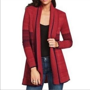 Cabi Joy Red & Navy Cardigan Sweater